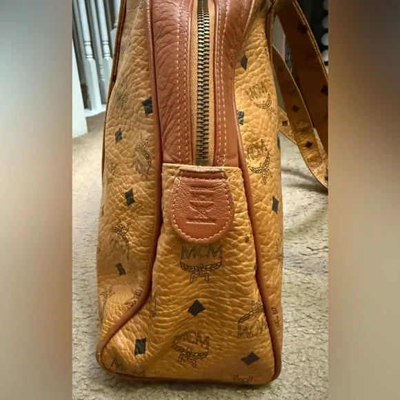 MCM Dome Satchel Shoulder Bag Monogram Vintage XL Authentic Double Zip - Picture 4 of 16